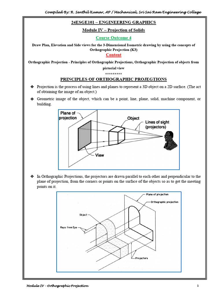 EG - Module IV - Orthographic Projection | PDF | Euclid | Projective ...