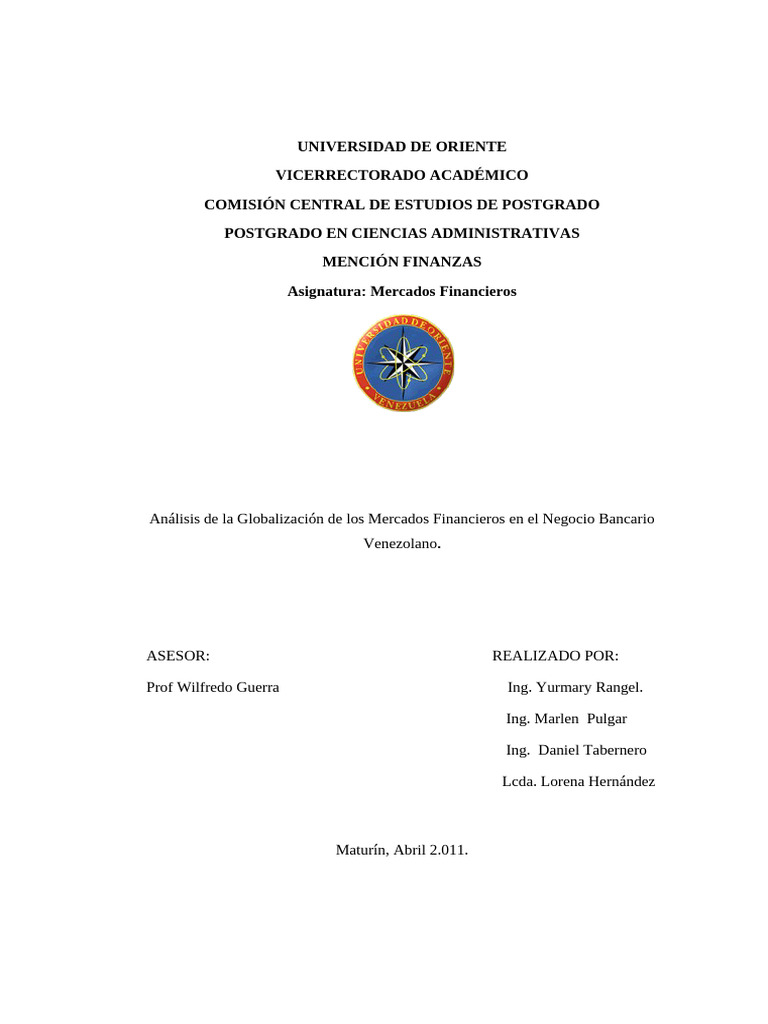 Análisis de la globalización de los mercados financieros | PDF | Bancos ...