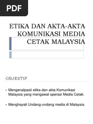 Unit 8 Etika Dan Akta Akta Komunikasi Di Malaysia Pdf