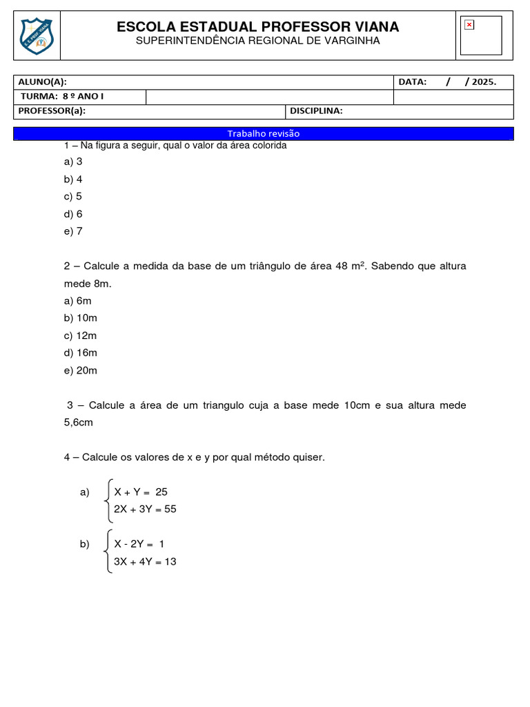 Atividade 8 Ano I | PDF