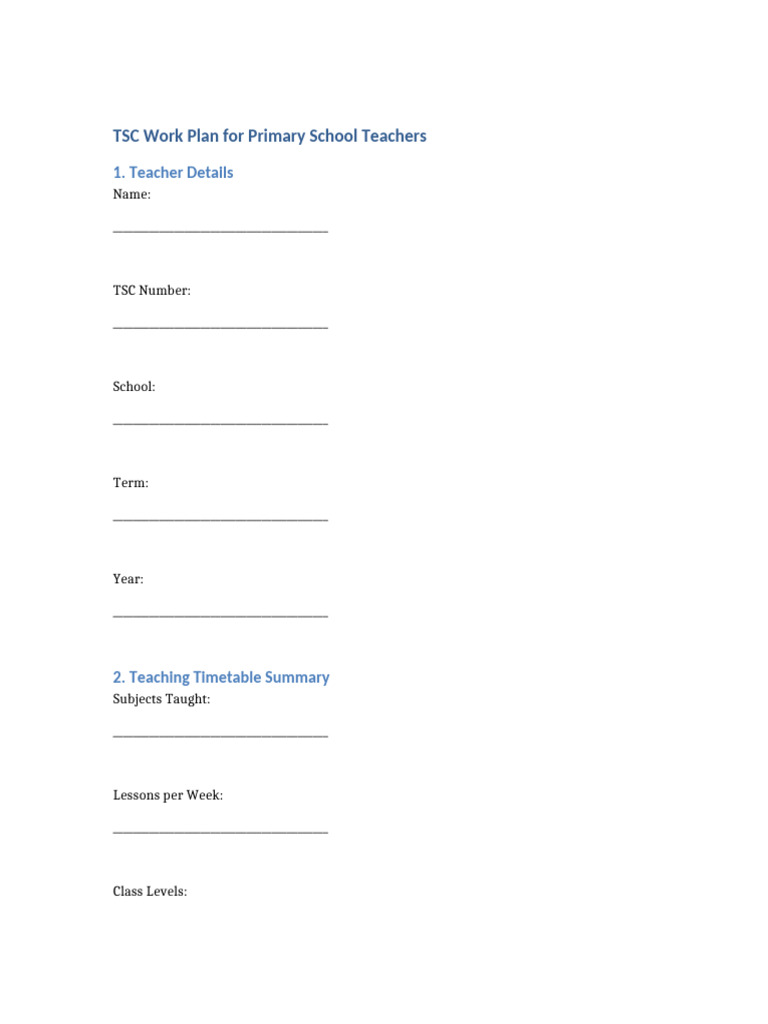 TSC Work Plan Template | PDF