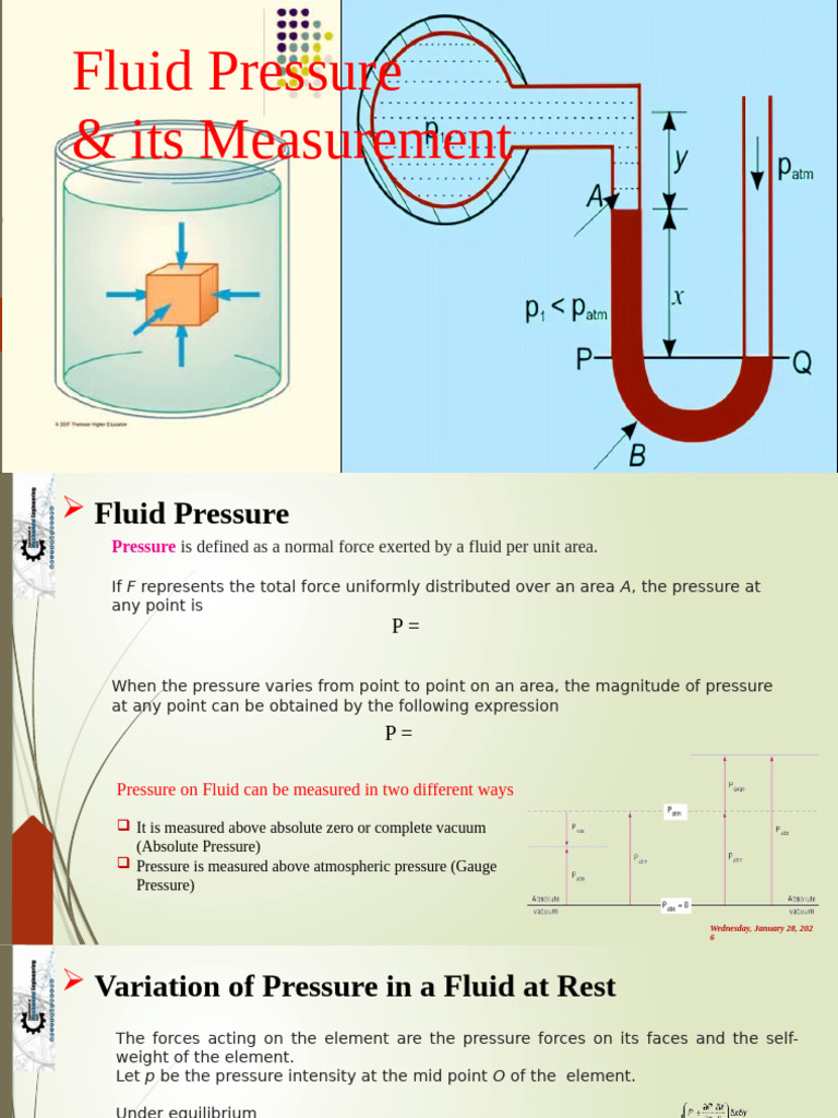 Fluid Pressure and Its Measurement | PDF | Pressure Measurement | Pressure