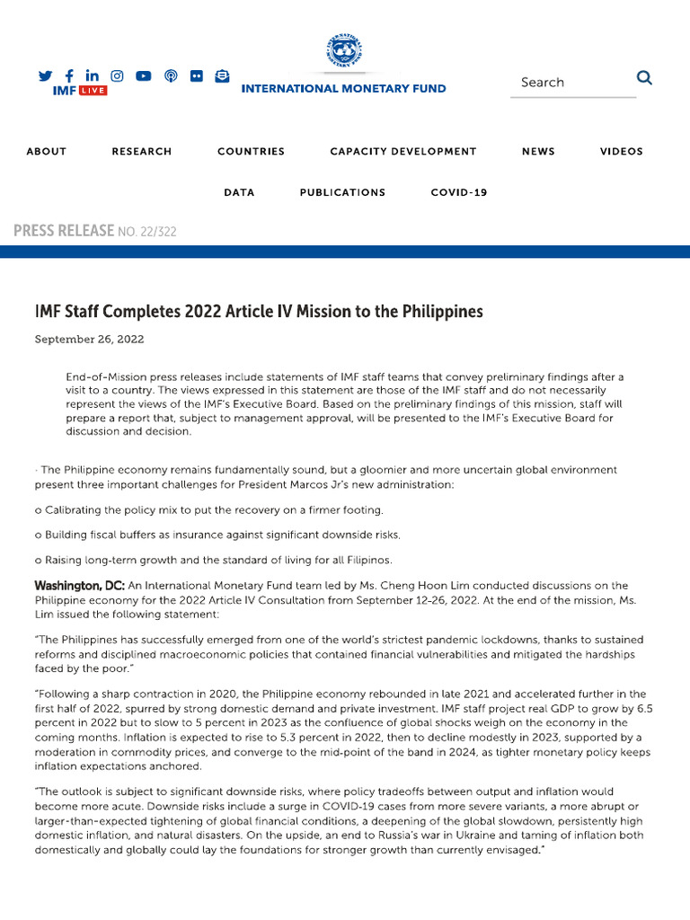 IMF PRess Release | PDF