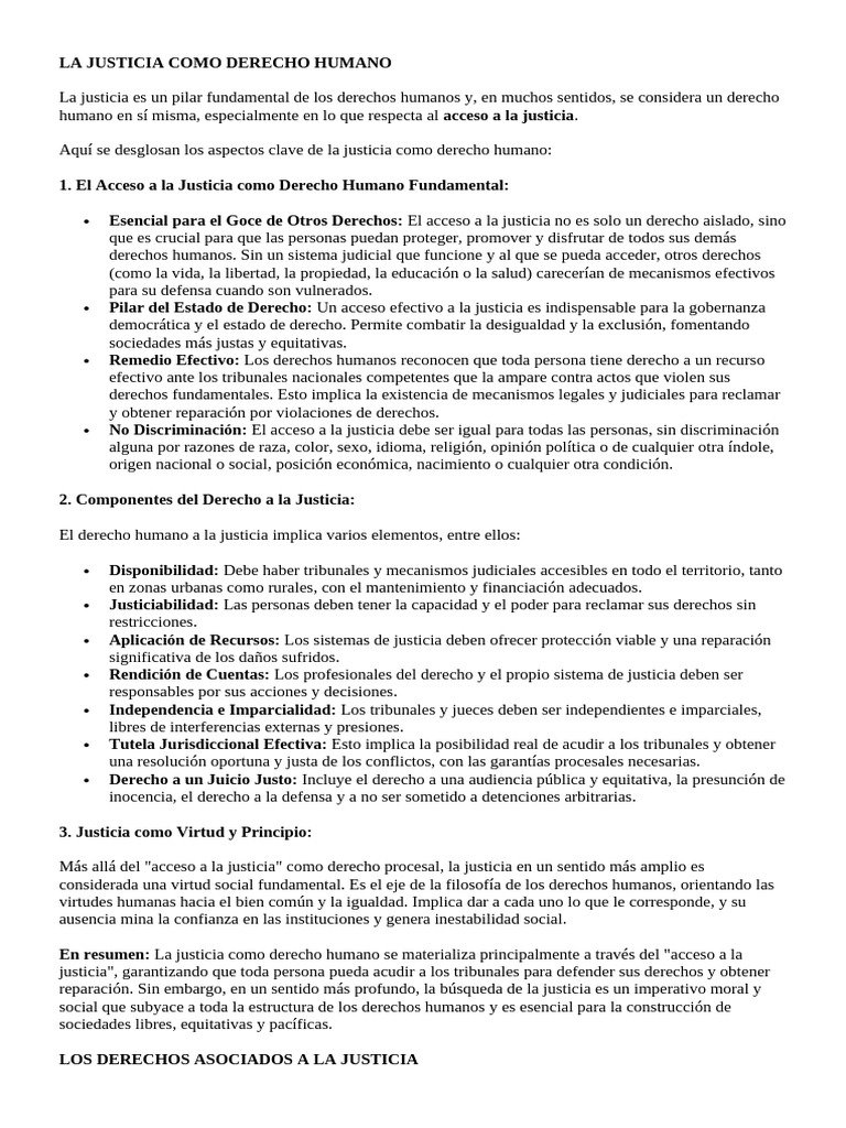 La Justicia Como Derecho Humano | PDF | Debido al proceso | Derechos ...