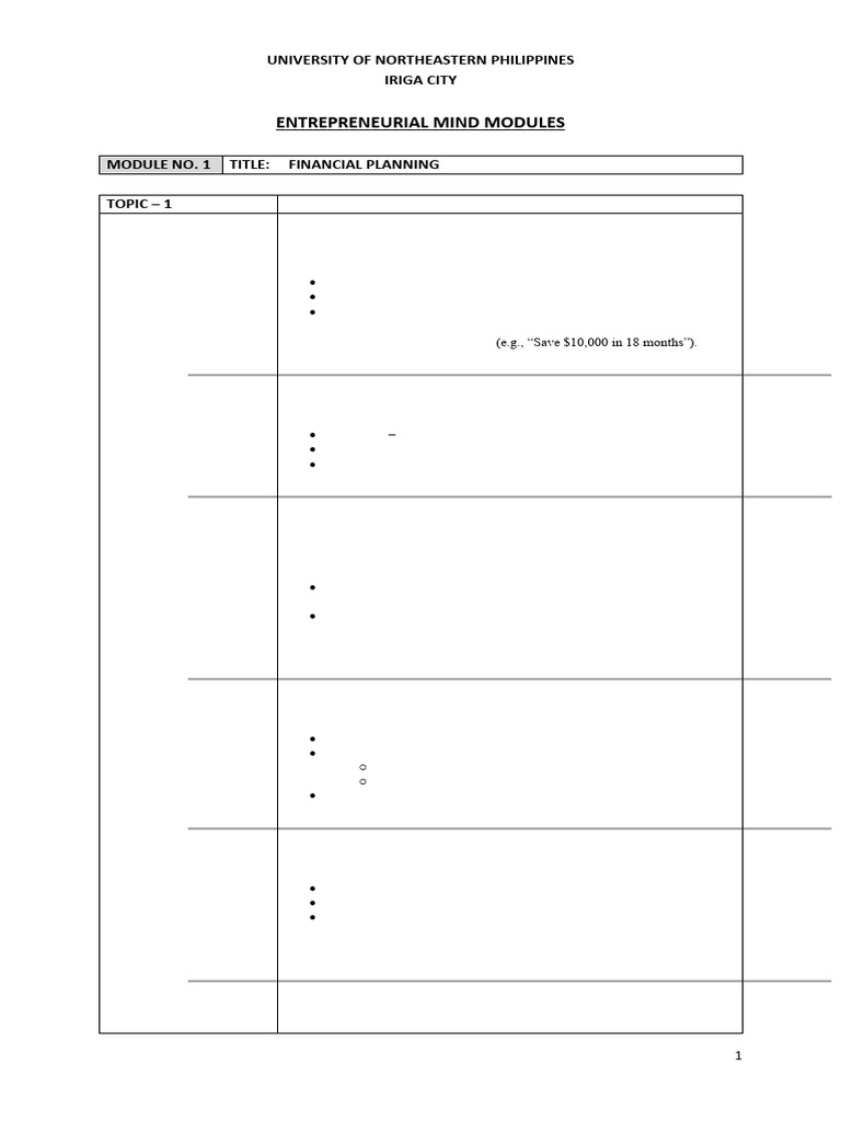 Module 1 Entrep Mind 2026 | PDF | Cost Of Living | Debt