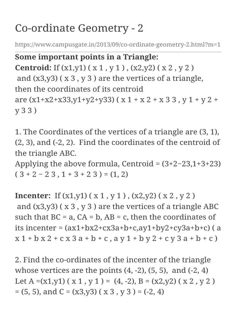 Co-Ordinate Geometry - 2+ | PDF | Geometric Shapes | Euclid