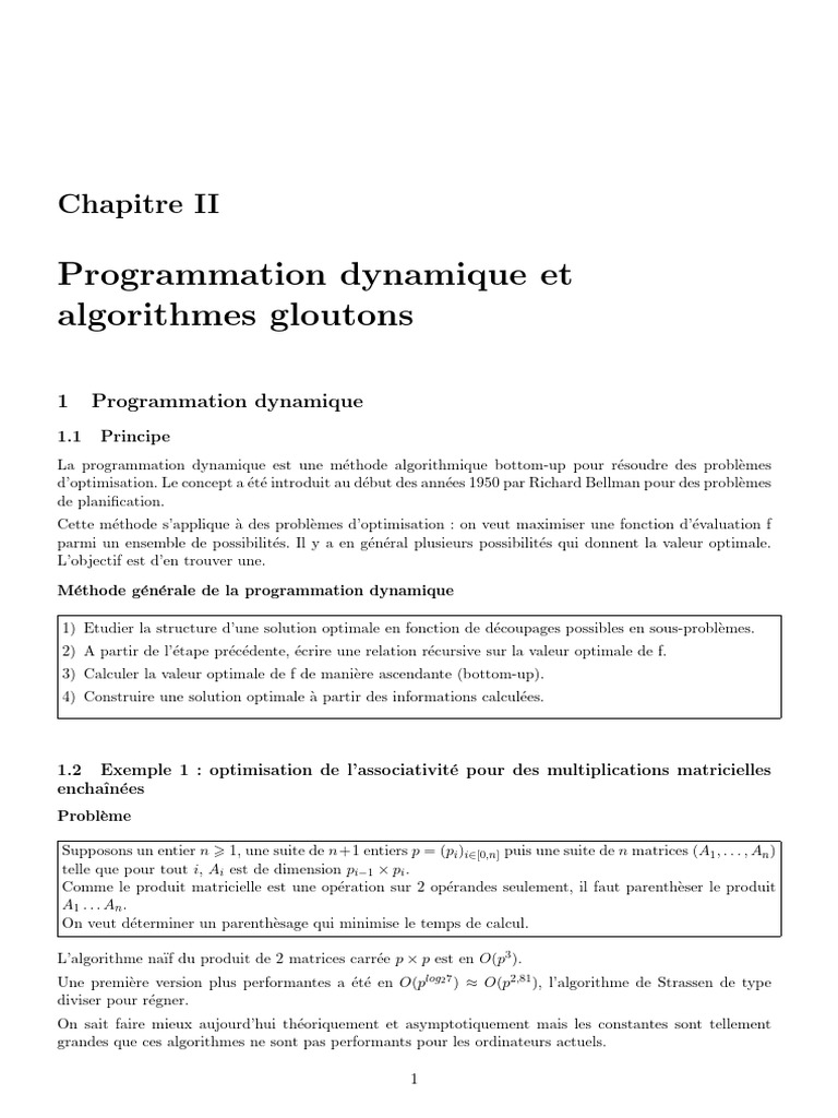 Cours Programmation Dynamique Et Algorithme Glouton | PDF ...