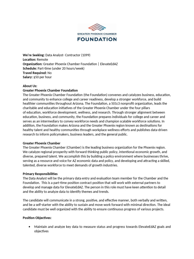 Data Analyst - Job Description | PDF | Data | Business