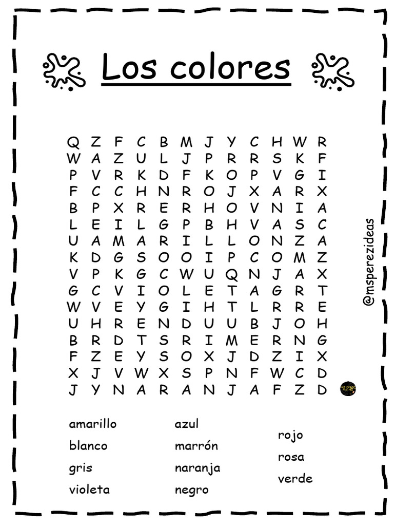 Sopa de Letras Colores | PDF