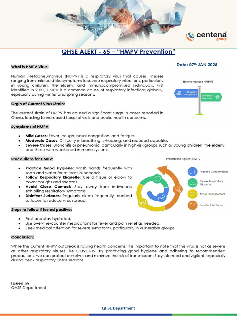 Qhse Alert 65 - HMPV Prevention | PDF
