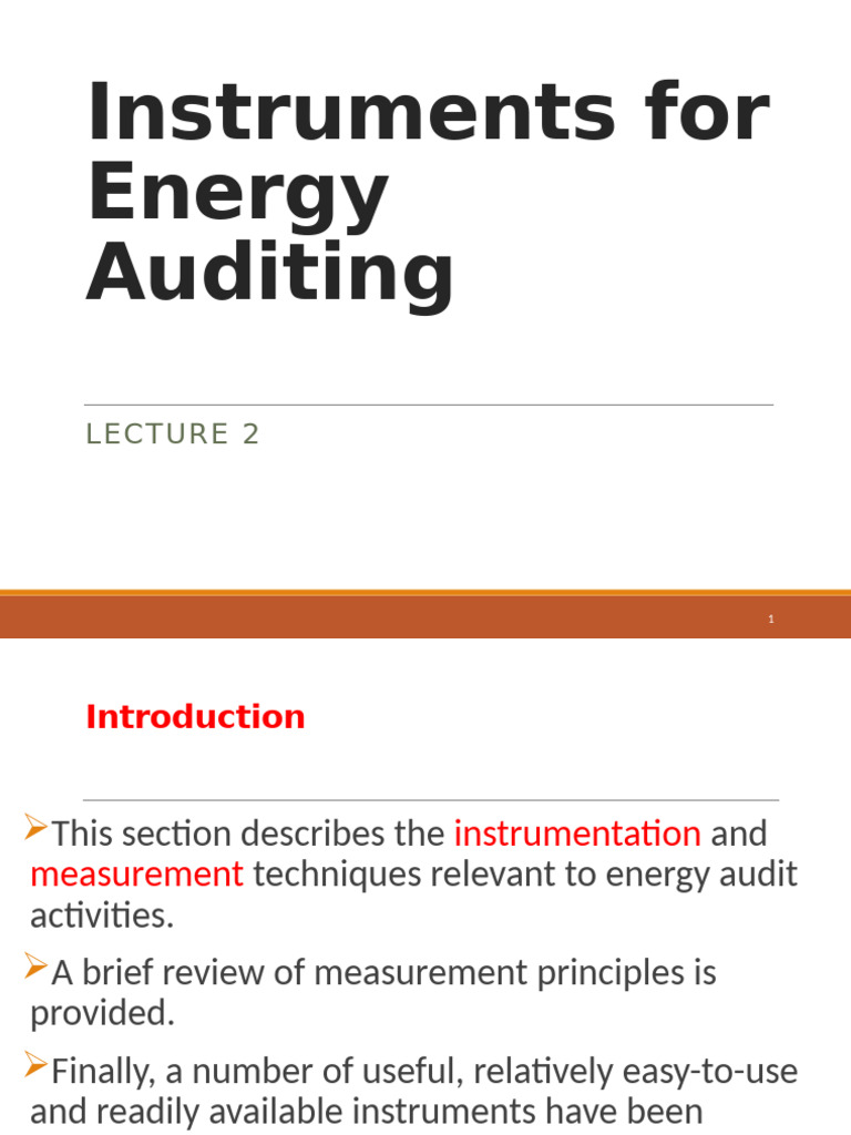 Lecture 2 - Instruments For Audit | PDF | Thermography | Combustion