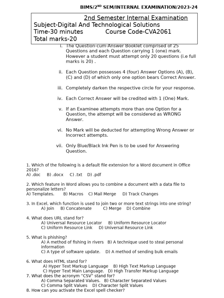 Internal Question 2024 2061 S.T. | PDF | World Wide Web | Internet & Web
