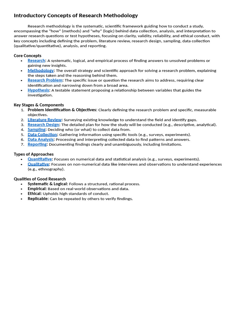 Introductory Concepts of Research Methodology | PDF