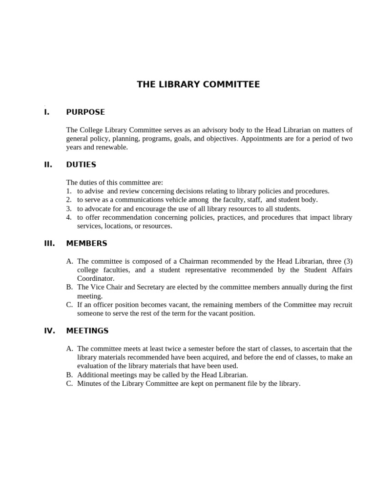 IVD1 - Library Committee Functions and Officers | PDF