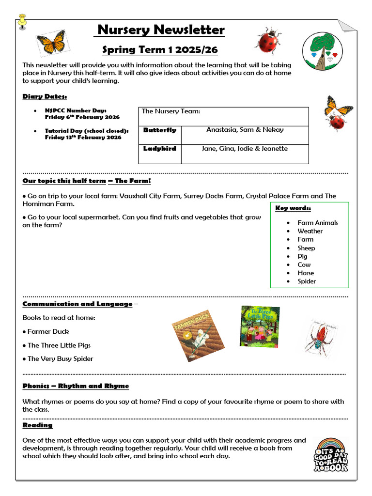Nursery Newsletter Spring 1 2026 | PDF | Learning