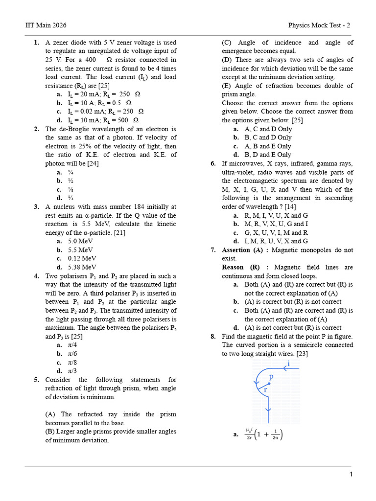 Physics Mock Test 2 | PDF | Physics | Physical Phenomena