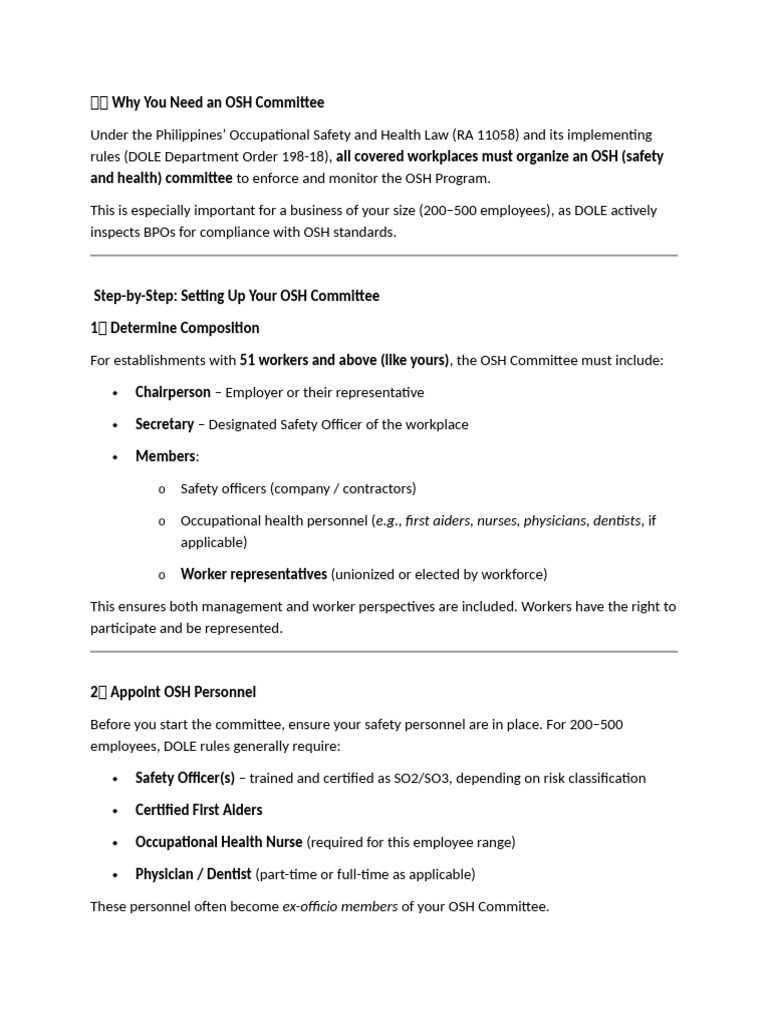 2. OSH Committee | PDF | Occupational Safety And Health | Workplace