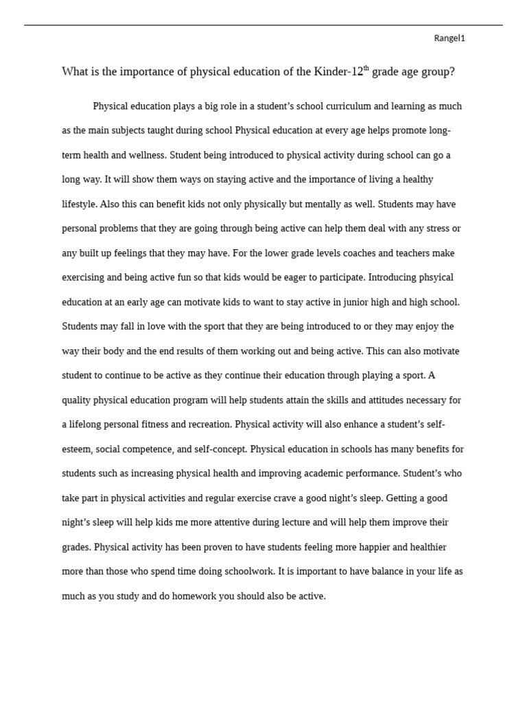 Importance of Physical Education | PDF | Physical Education | Physical ...