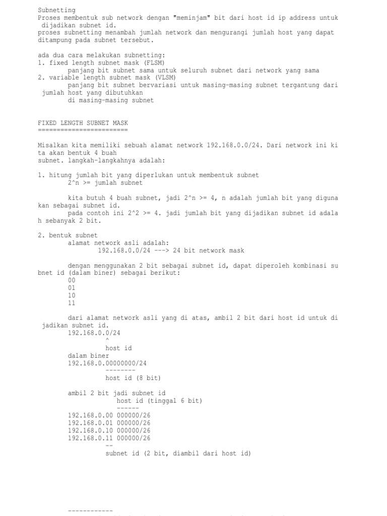 Konsep FLSM dalam Subnetting Jaringan | PDF | Komputer