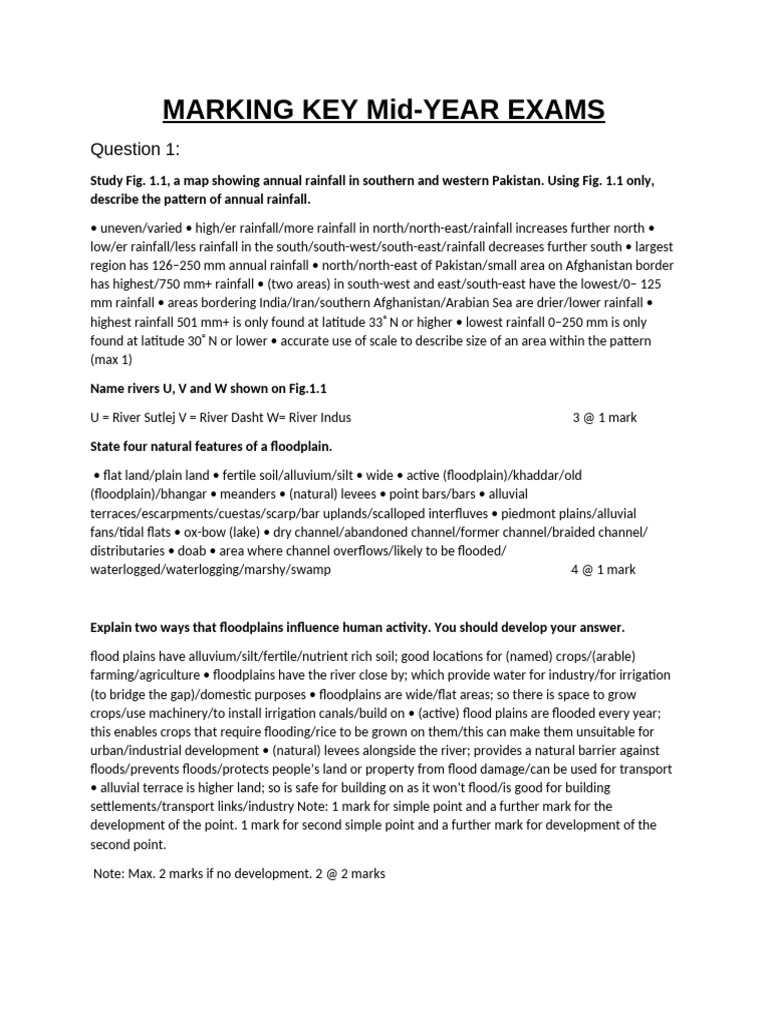 Marking Key Mid Year Exam 2025 | PDF | Petroleum | Natural Gas
