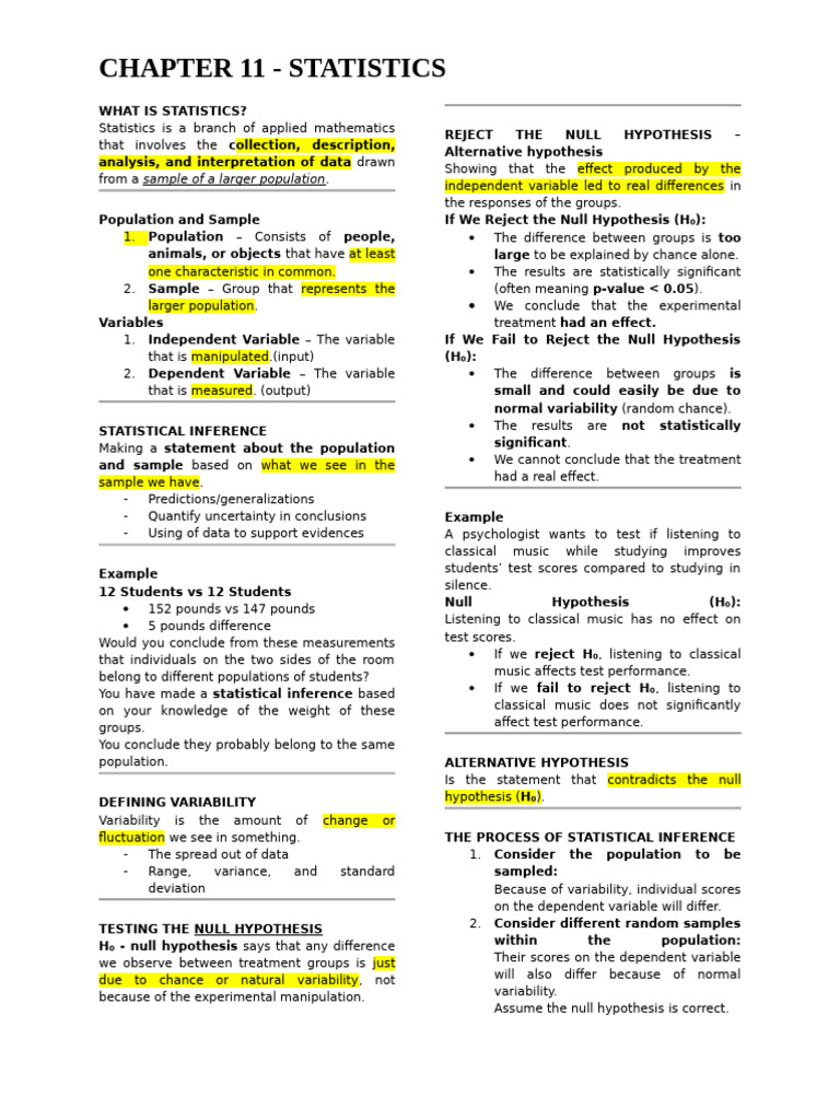 Chapter 11 - Statistics | PDF | Statistical Significance | Statistics