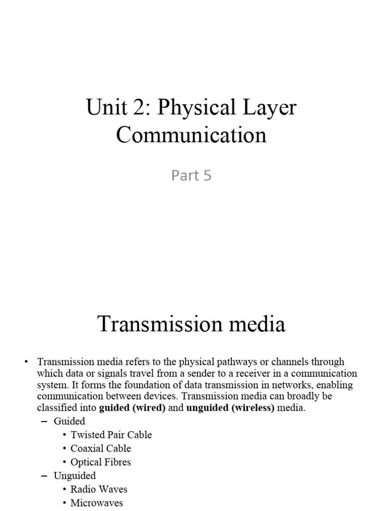 Computer Networks Unit 2 Part 5 | PDF | Transmission Medium | Computer ...
