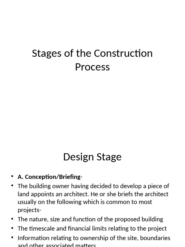 Stages of The Construction Process (Autosaved) | PDF | Specification ...
