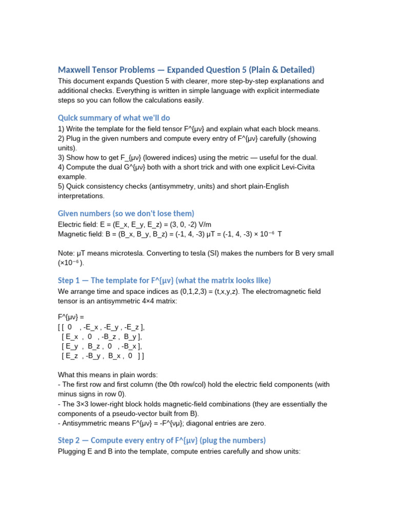 Maxwell Tensor Q5 Expanded | PDF | Tensor | Matrix (Mathematics)