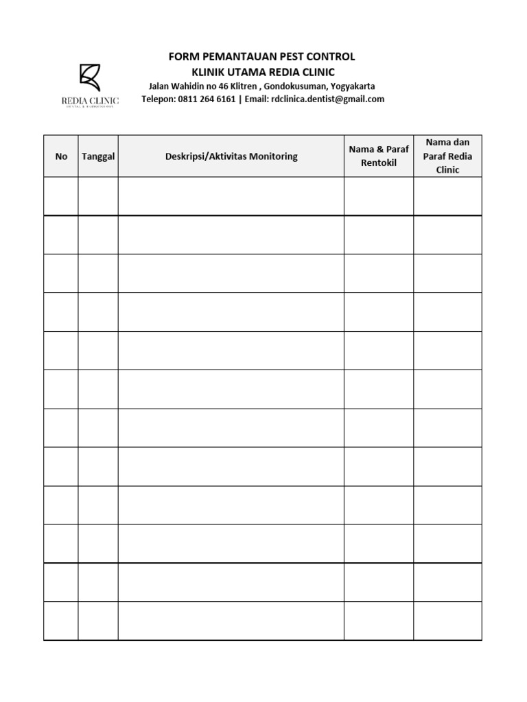 Form Pemantauan Pest Control | PDF