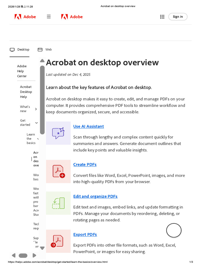 Acrobat On Desktop Overview | PDF | Software | Application Software
