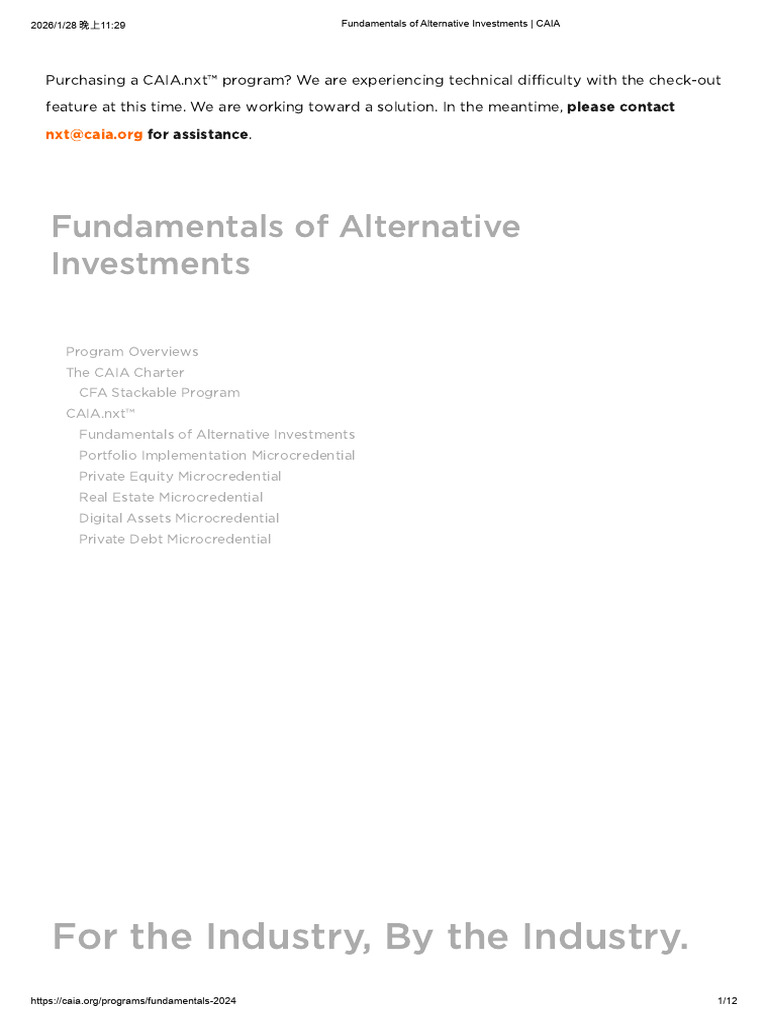 Fundamentals of Alternative Investments - CAIA | PDF | Investing | Risk