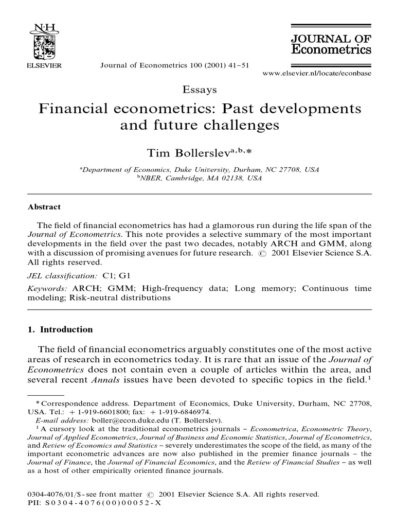 Bollerslev 2001 | PDF | Time Series | Volatility (Finance)