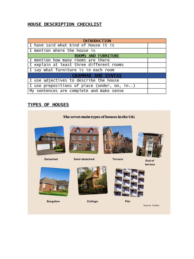 House Description Checklist | PDF