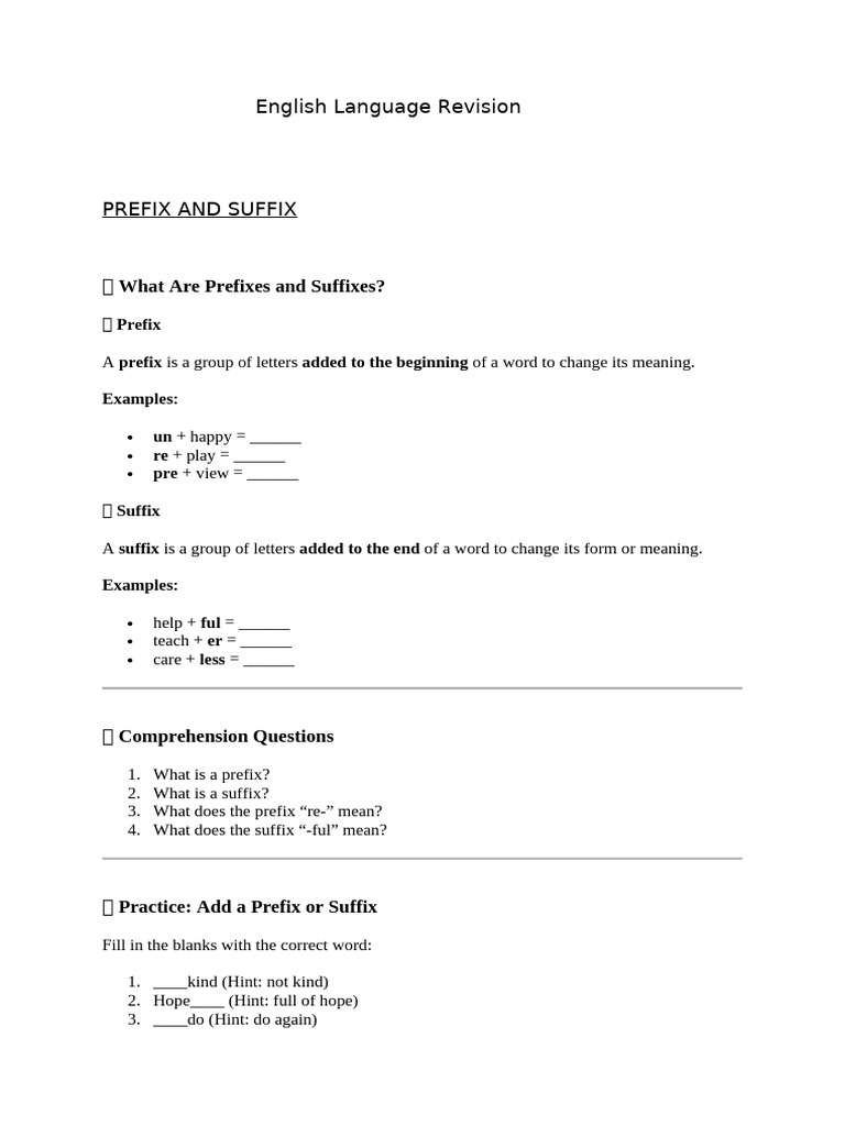 English Language Revision | PDF | Subject (Grammar) | Adverb