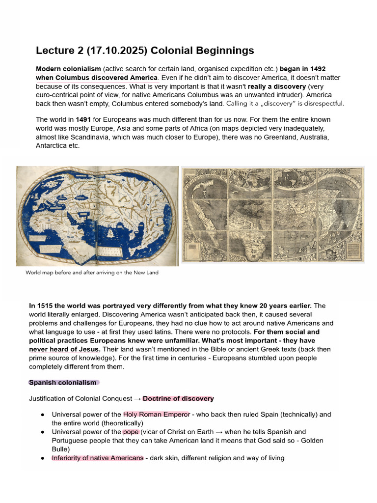 Lecture 2 (17.10.2025) Colonial Beginnings PDF | PDF