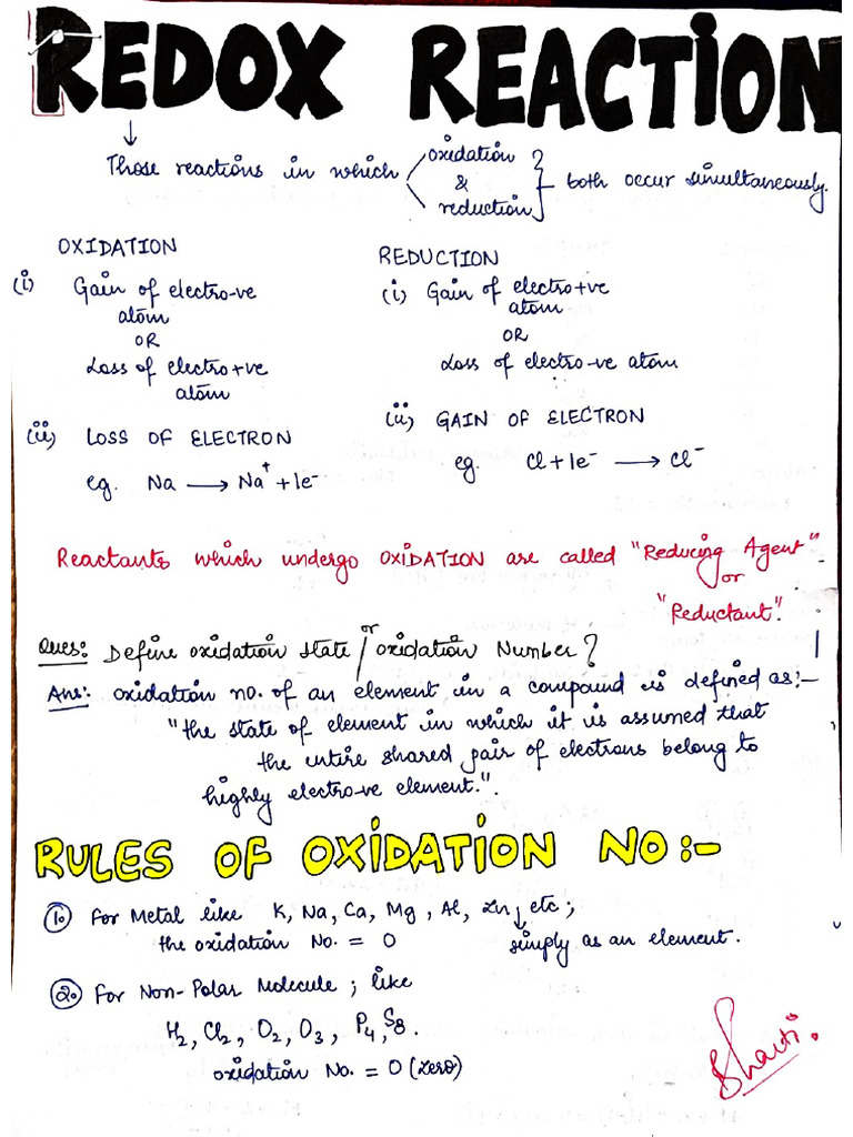 Chapter_ Redox Reactions (2) | PDF