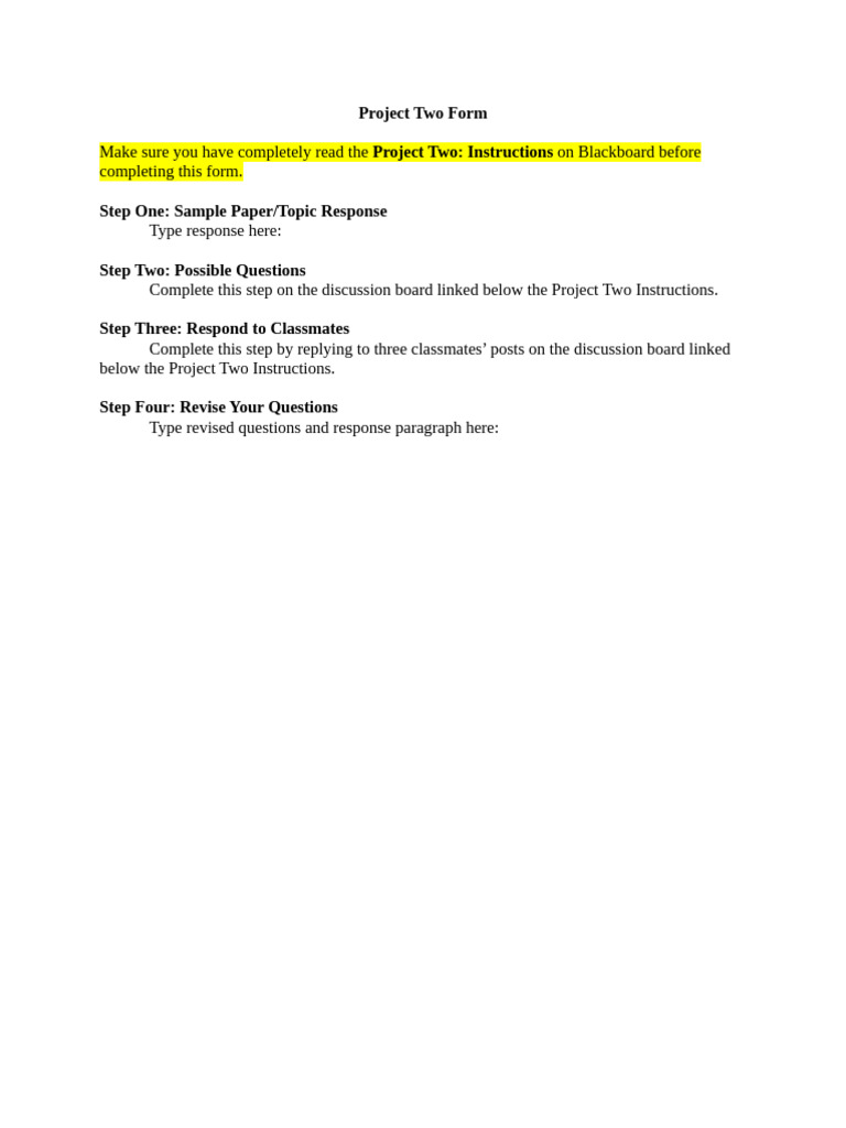 Project Two Form | PDF