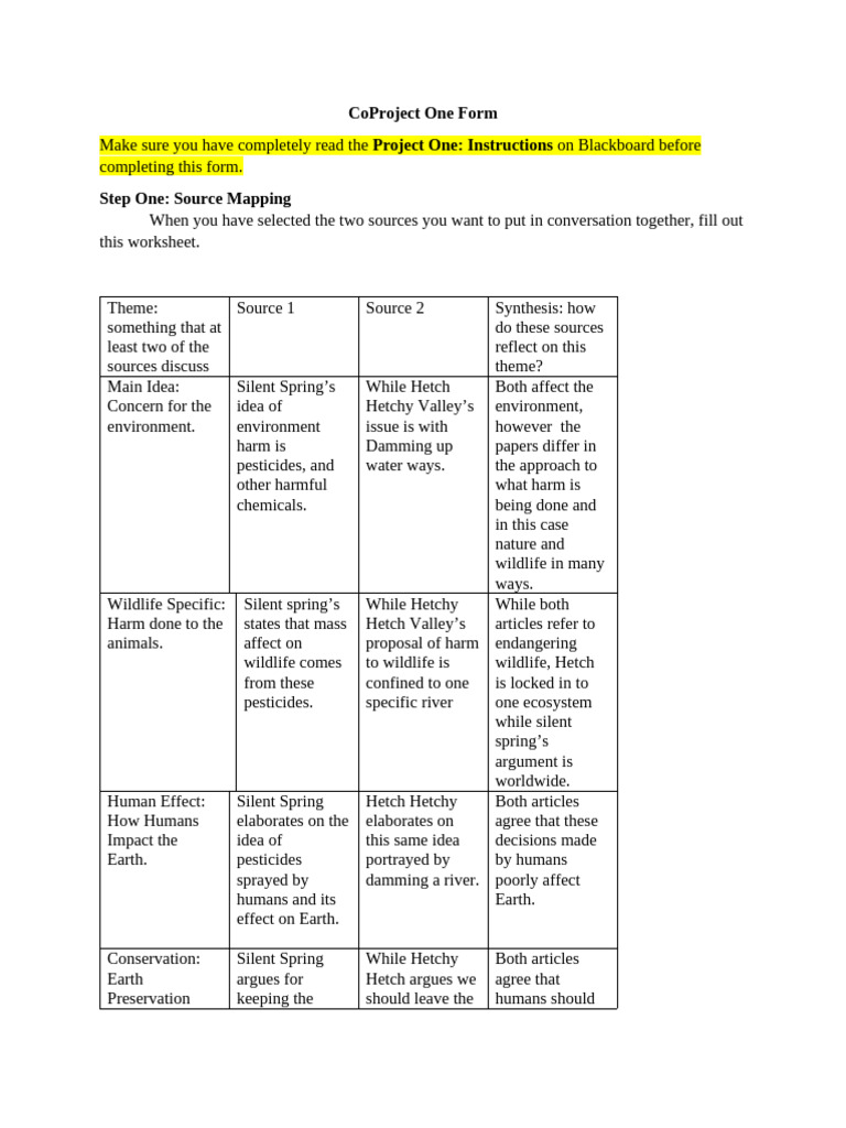 Project One Form(2) | PDF | Natural Environment