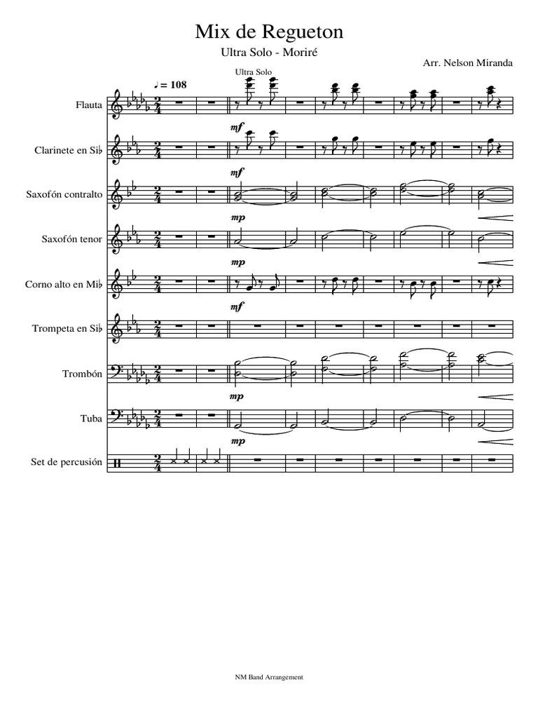Mix Regueton-Partitura y Partes | PDF
