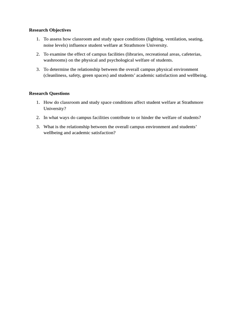 Research Objectives and Questions | PDF