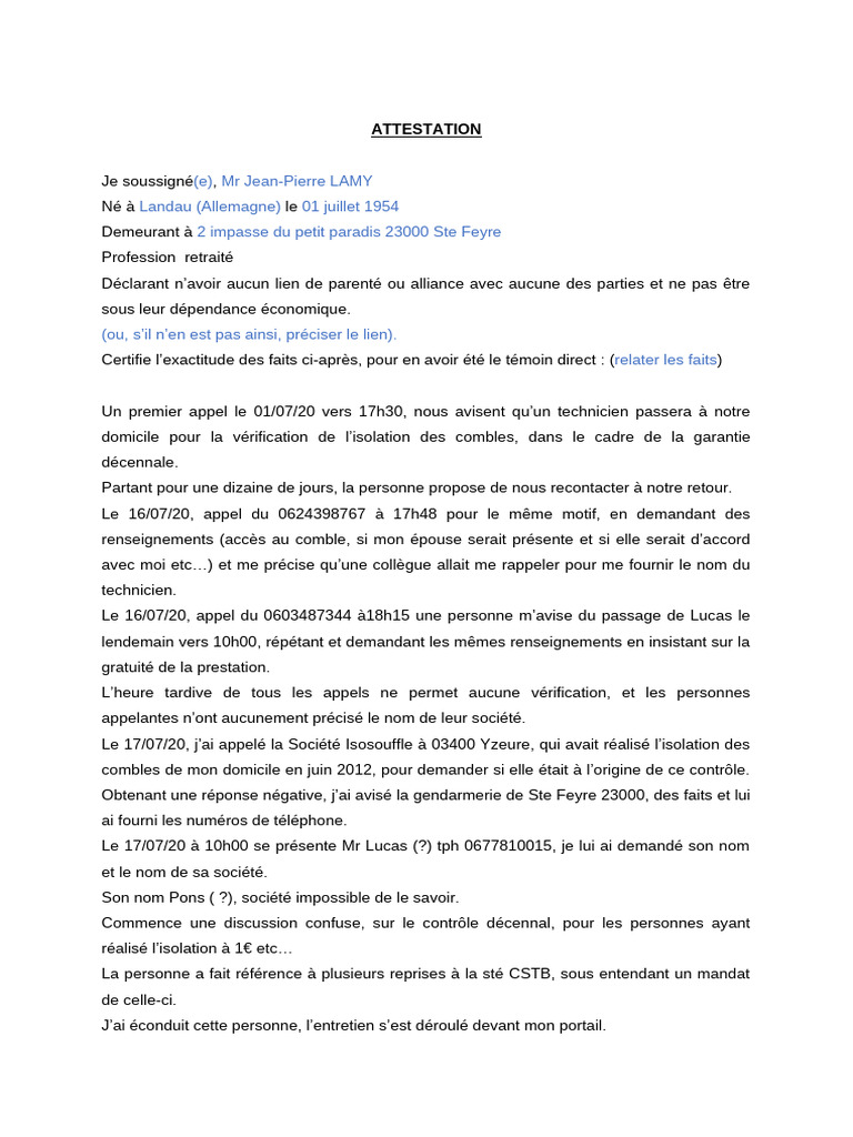 Modele Attestation | PDF