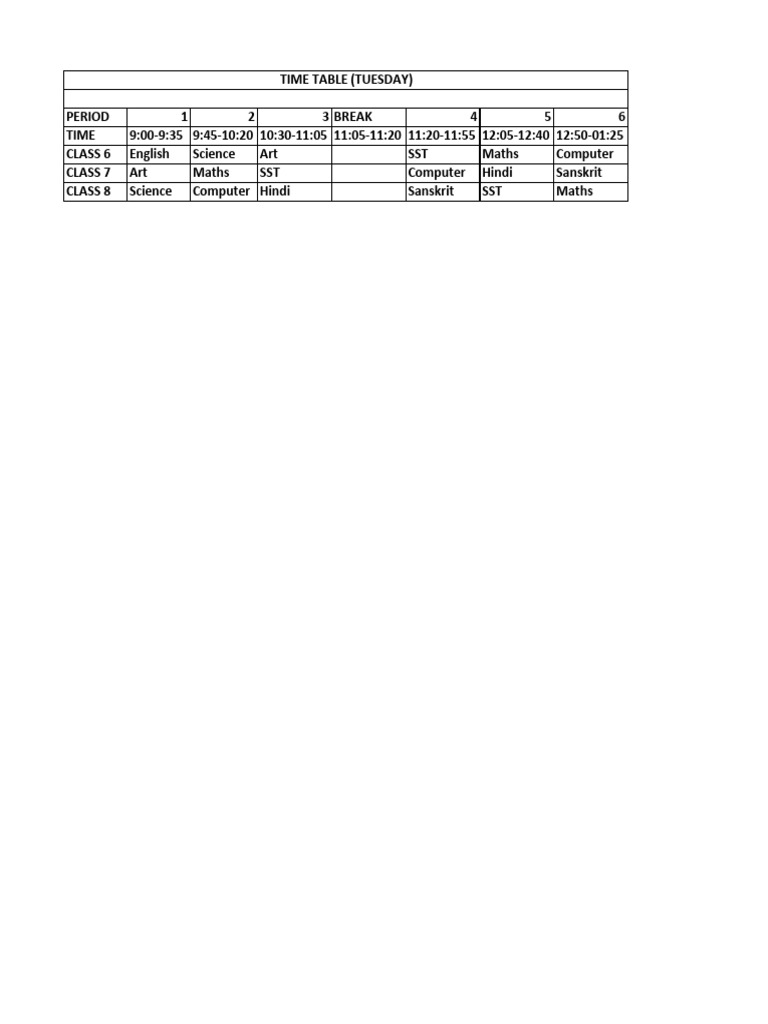 Time Table | PDF