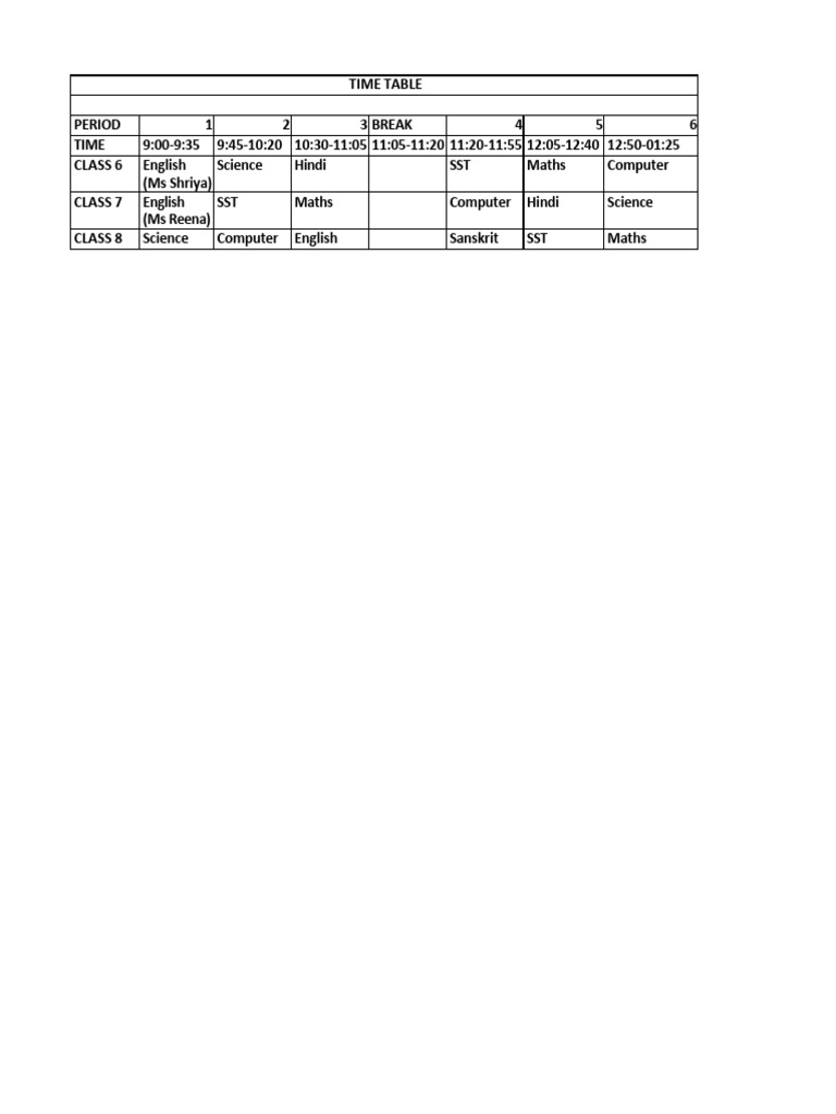 Time Table 2 | PDF