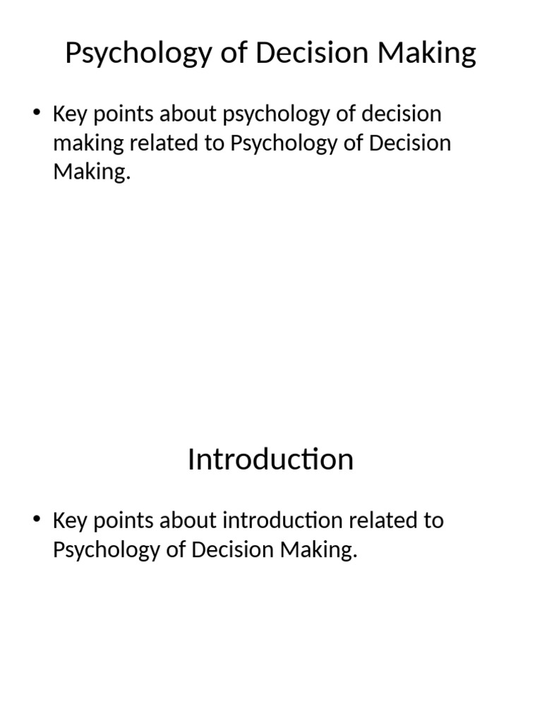 Psychology of Decision Making | PDF