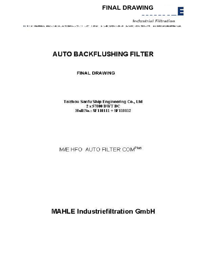 Auto Back Flushing Filter | PDF | Valve | Filtration