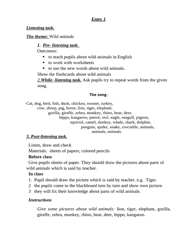1-Class Wild Animals Ochiq Dars | PDF | Zoology