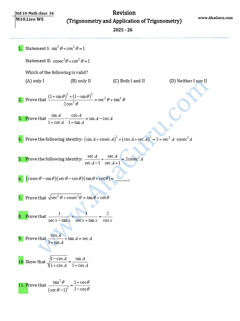 Trigonometry AG - 10.01.2026 | PDF | Height