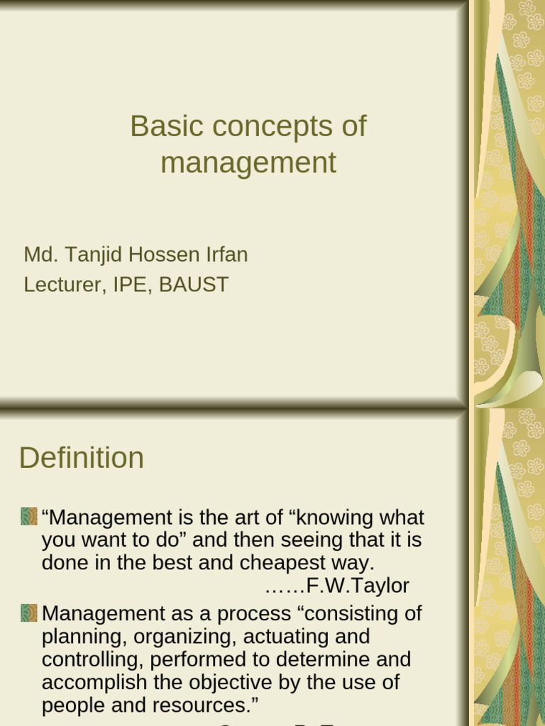 Basic Concepts of Management | PDF | Business | Cognition