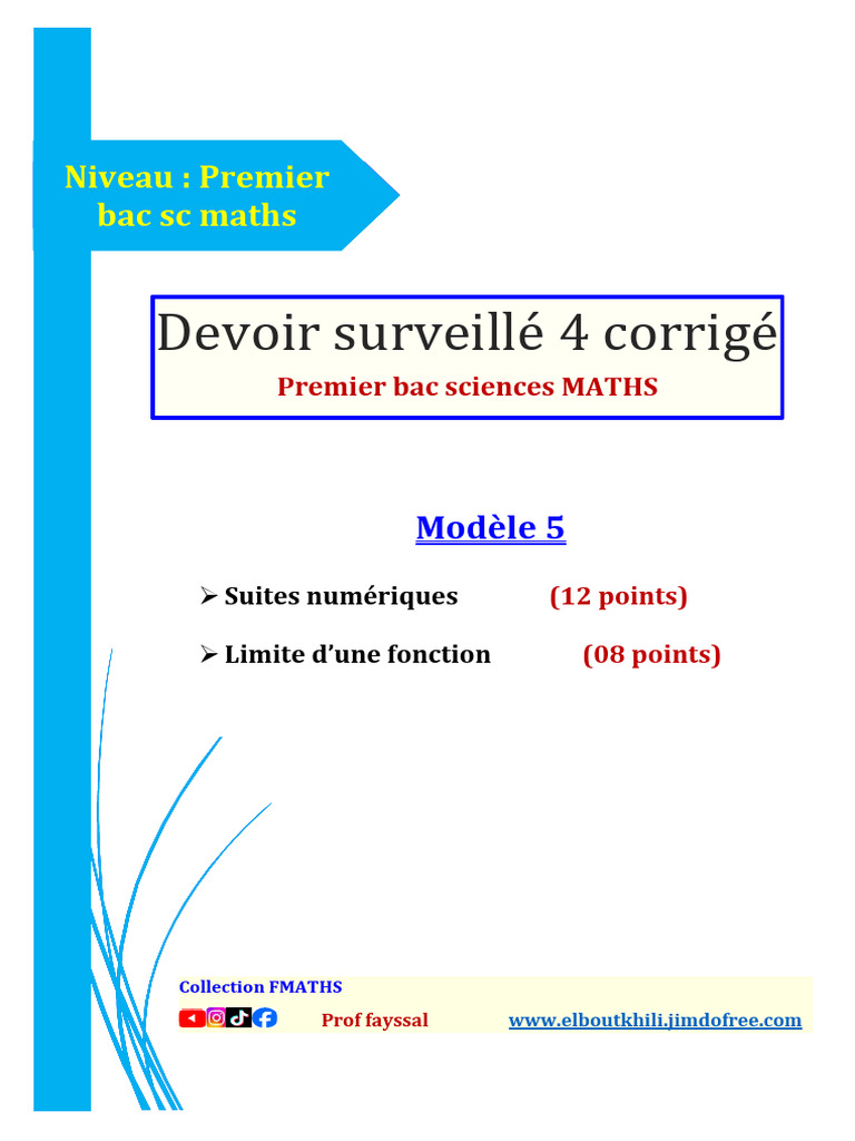 Devoir 4 1bac SM Modèle 5 | PDF