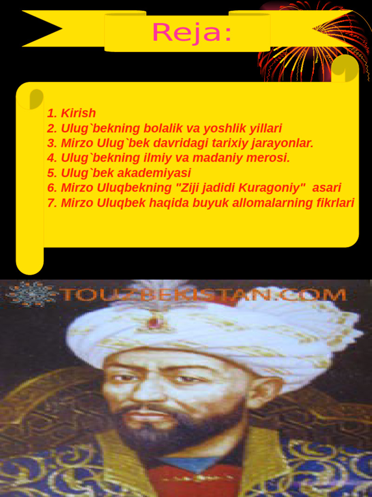 5-Sinf Tarix 31.mirzo Ulug Bek Va Uning Akademiyasi 1 | PDF